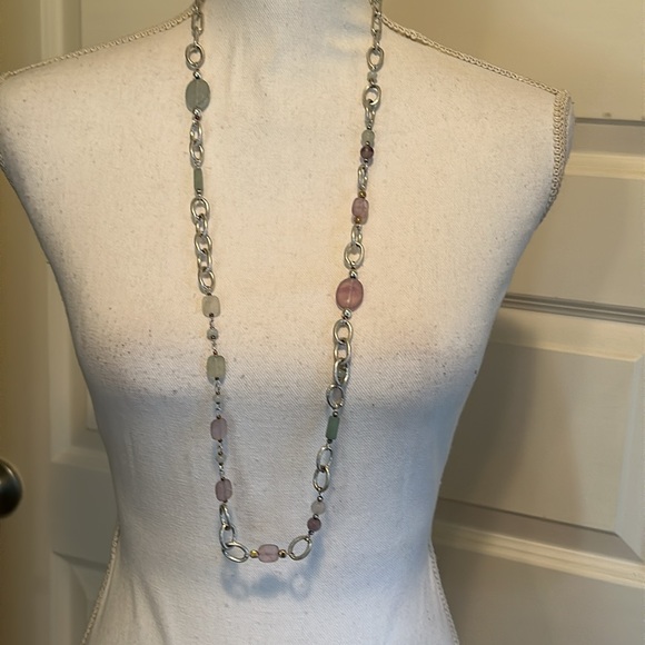 J.Jill Semi-Precious Stone and Silver Tone Chain Necklace Adjustable NWT - Picture 8 of 8